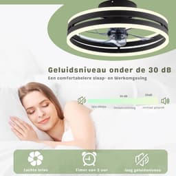 Plafondventilator Met Verlichting - Smart Lamp Met Afstandsbediening – Plafonniere Keuken Lamp Met 6 Ventilatiesnelheden - Woonkamerlamp – Plafond Ventilator Lamp Met Timer - Wit — thumbnail 4