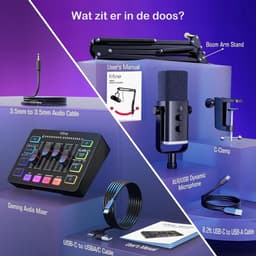 FIFINE - Starterspack 2.0 White - AM8T & SC3 - Podcast Starterspack - Gaming Streaming - Incl XLR Kabel - USB RGB Microfoon met Boom Arm - Streaming Deck - DJ Mixer — thumbnail 5