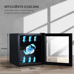 Luxe Minibar Koeling – Mini Koelkast – Wijnkoelkast 48L – Skincare Fridge – Glazen Deur – Kleine Drankenkoelkast – 5 Instelbare Niveau’s – Zwart — thumbnail 2