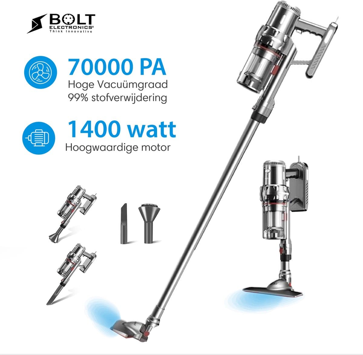 Bolt Electronics® SUPERSONIC GEN V2025 Handstofzuiger - Steelstofzuigers - Zonder Zak — afbeelding 1