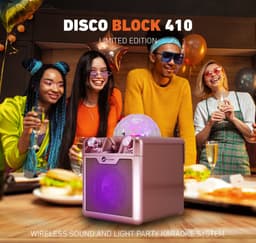 N-GEAR Disco Block 410 - Karaoke Set - Bluetooth Speaker - Party Box met 2 Microfoons - Space Pink - Limited Edition — thumbnail 4