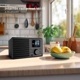 Internet Radio - WiFi - Internetradio - Wekkerradio - Bluetooth - Line Out (incl AUX Kabel) - Dubbel Alarm - Slaaptimer - Sluimerfunctie - Zwart — thumbnail 2