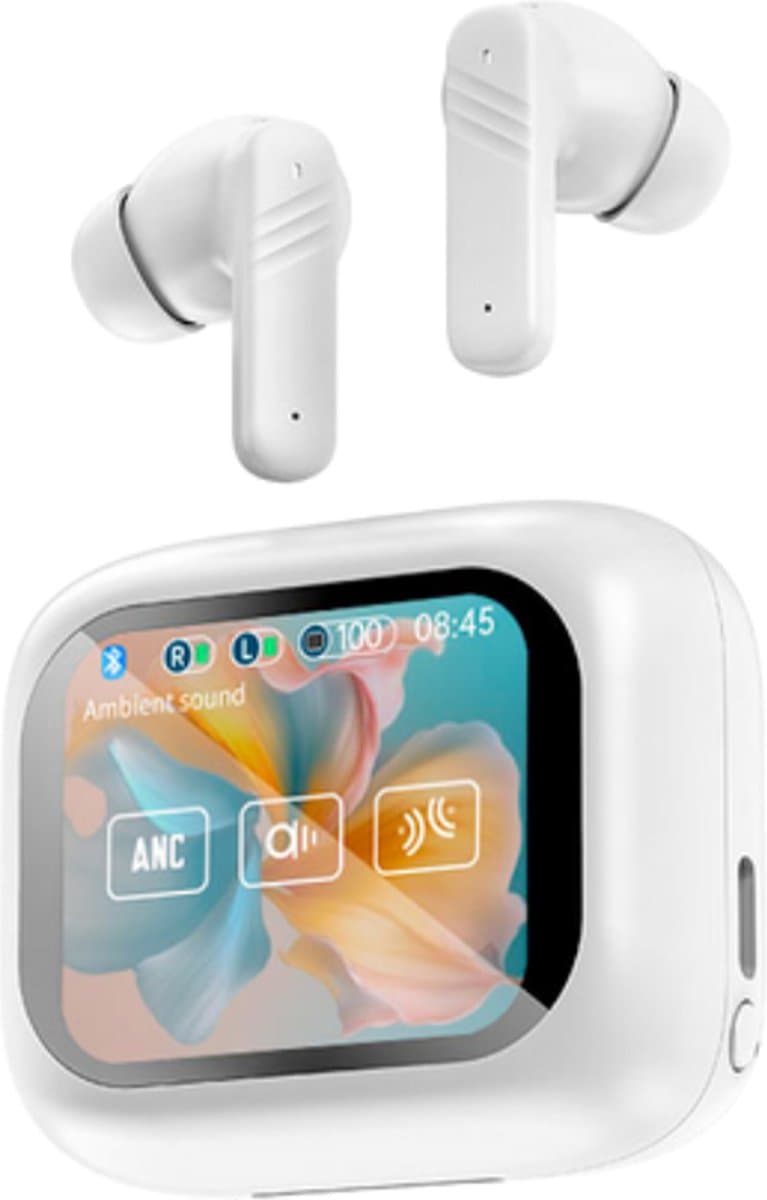 SoundVibe® - Earbuds Draadloos Met Noice Cancelling - Wit - Bluetooth Oordopjes - Noice Cancelling Hoofdtelefoon - LX-10 Earpods met Scherm - Werkt Met Apple En Android - Earpods USB C - Wireless Earphons - Oortjes Draadloos — afbeelding 1