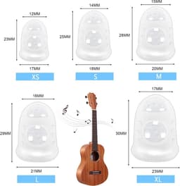 Gitaar vingertopbeschermers - 40 stuks siliconen gitaar vingerbeschermers beschermkappen voor gitaar ukelele bas, naaien en borduren (5 maten) (transparant) — thumbnail 3