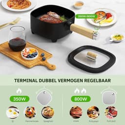Hotpot Electrisch – Kaasfondue Pan Elektrische Multipan – Multifunctioneel 2L - Chinese Fondue 350/800Watt – Saute Pan – Friteuse – Hete Pan- Stomer – Langzame Kookplaat – Gemakkelijk Schoon te Maken - Zwart — thumbnail 3