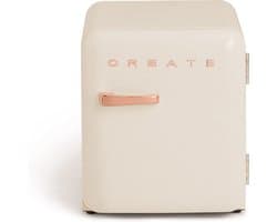 CREATE - Koelkast in retrostijl - Gebroken wit - Handvat Roségoud - FRIDGE RETRO 48L