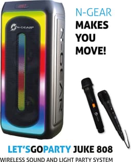 N-GEAR LGP Juke 808 - Bluetooth Speaker - Karaoke Set - Party Box met 2 Microfoons - Zwart — thumbnail 5