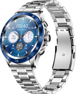 Belesy® XTRA - Smartwatch Heren – Smartwatch Dames - Horloge – Stappenteller – Calorieën - Hartslag – Bel functie - Je eigen foto als wijzerplaat - Kleurenscherm - Full Touch – Blauw - Milanees - Zilver - Moederdag — thumbnail 4