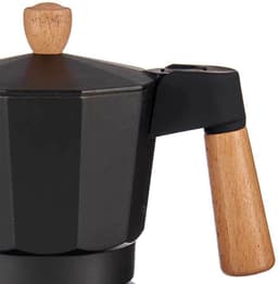 Italian Coffee Pot 6 Cups Wood Aluminium — thumbnail 2