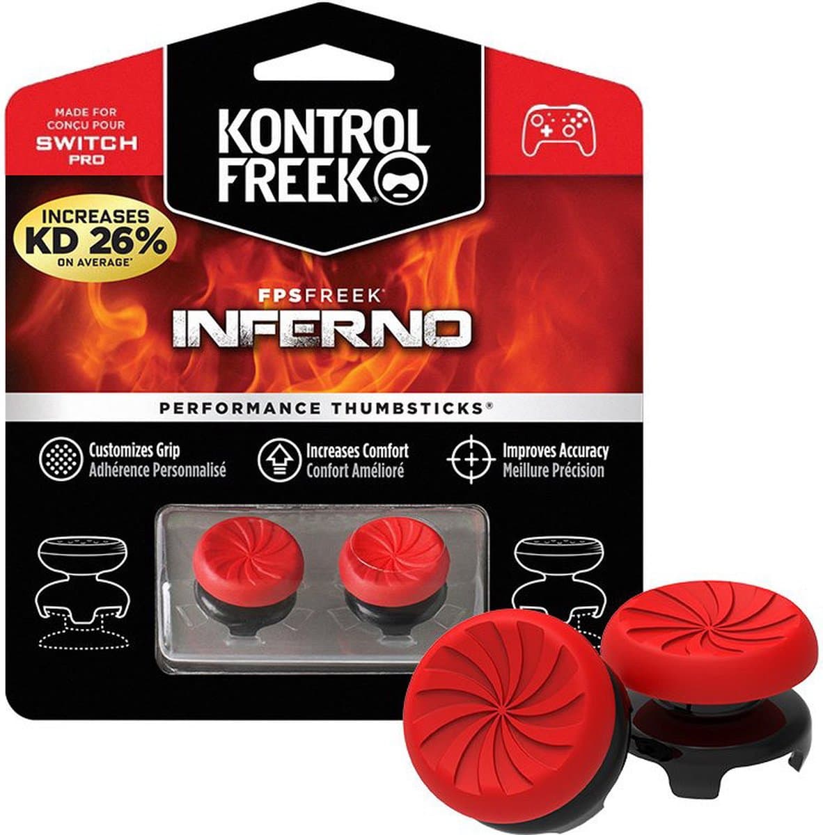 KontrolFreek FPS Freek Inferno Thumbsticks - Nintendo Switch Pro Controller — afbeelding 1