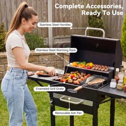 WentinkMo homavo houtskoolbarbecue - Schoorsteen - Geemailleerd hoofdrooster. — thumbnail 4