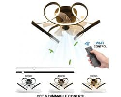 LUMÉ STORE Plafondventilator - LED Plafondlamp - Ventilator - Dimbaar - 6 Snelheden - APP & Afstandsbediening - 50cm - Zwart