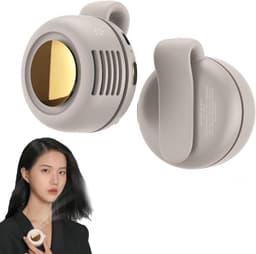 Miniventilator - Stille ventilator zonder bladen - Clipventilator - USB-oplaadbare ventilator - Draagbare clipventilator - Nekbandventilator - USB-oplaadbaar - Instelbare windsnelheid - Geschikt voor buiten, op reis en op kantoor - Beige — thumbnail 1