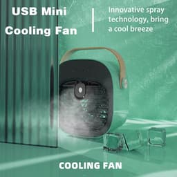 KZQ Draagbare 2 In 1 Luchtkoeler Sage Green - Mini Draagbare Luchtkoeler Bureauventilator Met 3 Snelheden Usb Voor Kantoor Of Slaapkamer - Incl Siliconen Ijsblokjesvorm In Stervorm — thumbnail 5