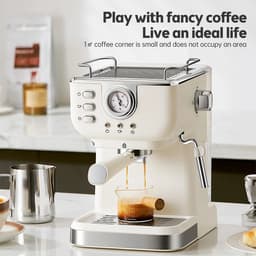 VIEMAE Koffiezetapparaat - Koffiezetapparaat espresso, cappuccino - 20 bar, semi automatisch, 1050W, 1.5L - Stoompijp - Wit — thumbnail 5