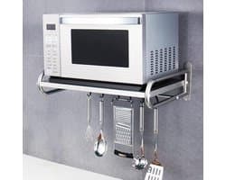 Magnetron Opbergrek - Keuken Plank - Keuken Organiseren - Roestvrij Staal - 53 cm - Zilver