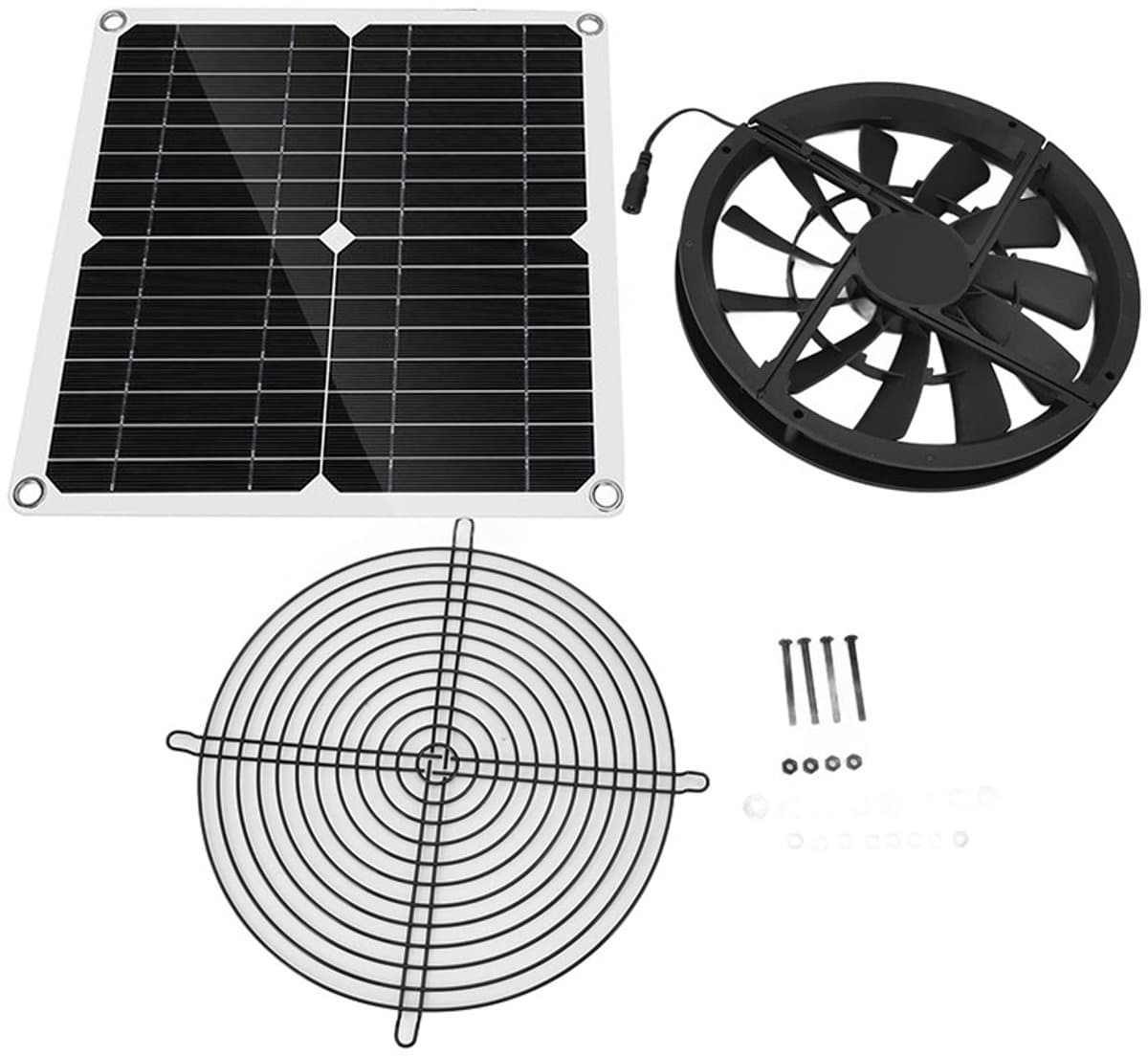 Zonne Afzuigventilator, 10 Inch 100W Waterdicht, Geschikt voor Kippenhok & Huisdierhok — afbeelding 1