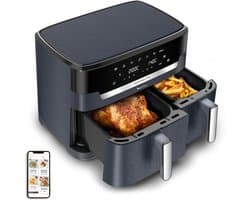 Airfryer Dubbele Mand - Heteluchtfriteuse XXL - Grote Maaltijden Bereiden - Synchroon Koken - 11 Liter - Zwart