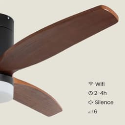 Fantiluxe - Filip - Plafondventilator met verlichting - Zwart Donker Hout - Ø132cm - Afstandsbediening - Met lamp - Plafond ventilator - Slaapkamer — thumbnail 2
