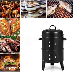 Drie-in-één houtskoolbarbecue met ingebouwde thermometer precieze temperatuurregeling veelzijdig grillen roken en braden geschikt voor tuin terras kamperen en buitenkoken voor gezin en vrienden — thumbnail 4