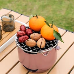 Draagbare houtskoolgrill - 15*12 cm - Mini houtskoolgrill - Draagbare houtskoolgrill voor buiten - Kleine buitengrill - Kleine grill voor buiten koken - Geschikt voor kamperen, barbecueën in de achtertuin, barbecueën in de camper en picknicks - Paars — thumbnail 5