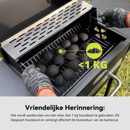 HOMAVO Houtskoolgrill, Barbecue met Deksel, Grilloppervlak: 45×32 cm, 2-standig in hoogte verstelbare kolenbak, Bijzettafel, Thermometer, Met Waterdichte Barbecuehoezen — thumbnail 3