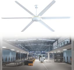 Plafondventilator - Industriële ventilator - Ruimte Koelen - Zonder Verlichting - 200 cm - Zwart — thumbnail 1