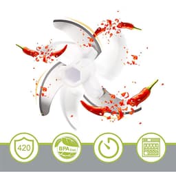 Handmatige voedselhakker-Groentesnijder -Handmatige draadgroentehakker Uiensnijder voor Groenten + vervangbare mesjes Fruit- 900 ml inhoud — thumbnail 2