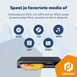 Denver DVD Speler met HDMI - Ondersteund Full HD - CD Speler - Dolby Digital Decoder - Regio Vrij - Coax / Scart / USB - DVH7787 — thumbnail 4