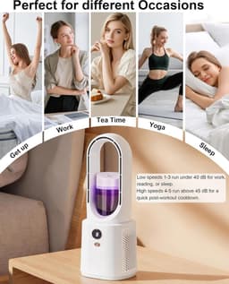 Bladeless Tafelventilator - Stille Ventilator voor Slaapkamer en Kantoor - Veilige Ventilator zonder Bladen - Compacte Aircofan met Touch Control-wit — thumbnail 3