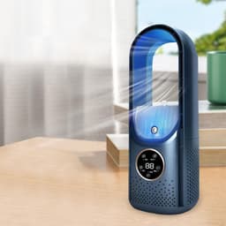 Luchtkoeler - Bladeloos -Mini desktop luchtkoeler - Luchtkoeler- Koelunit -USB oplaadbaar -Draagbaar - 6 ventilatorsnelheden- Bevochtiging en luchtzuivering - Timerfunctie - Sfeerverlichting - Geschikt voor gebruik op het bureau en buitenshuis -Wit — thumbnail 3