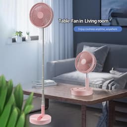 Statiefventilator-vloerventilator-tafel ventilator geluidloos-Opvouwbare tafelventilator met voet - Verstelbare hoogte, 3600mAh oplaadbaar, draagbaar, stil, opvouwbaar - Roze - 20x20x10,5 cm — thumbnail 3