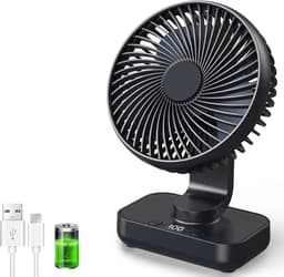 VHV-Tafelventilator USB - Ventilator met Oscillatie - 4500mAh Oplaadbare Batterij - Fluisterstille Bureauventilator - 4 Snelheden en Digitaal Display - Draagbare Handventilator voor Kantoor, Slaapkamer en Buiten - Zwart — thumbnail 1