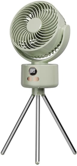Bureau ventilator – Mini ventilator – Campingventilator - USB ventilator – Met statief - 3600 mAh – 3 snelheidsstanden – Automatisch zwenkend – Draagbare ventilator voor thuis, kantoor camping –15*8.5*39cm - Lichtgroen — thumbnail 1