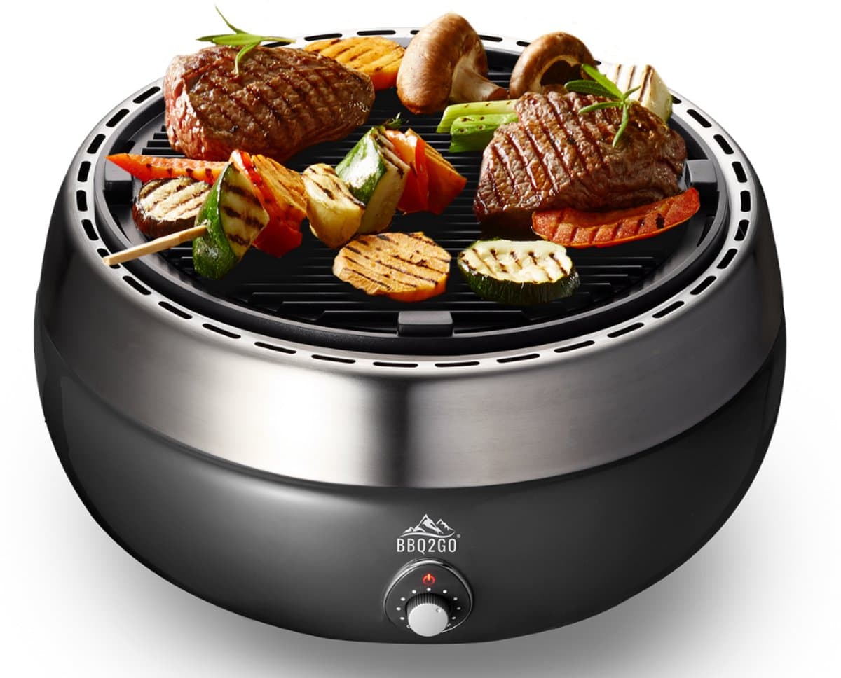BBQ2GO Pro (zware grillplaat)- Rookvrije Houtskool Barbecue - Tafel BBQ - Geschikt voor 2 - 5 Personen - Draagtas - Metaal Zwart — afbeelding 1