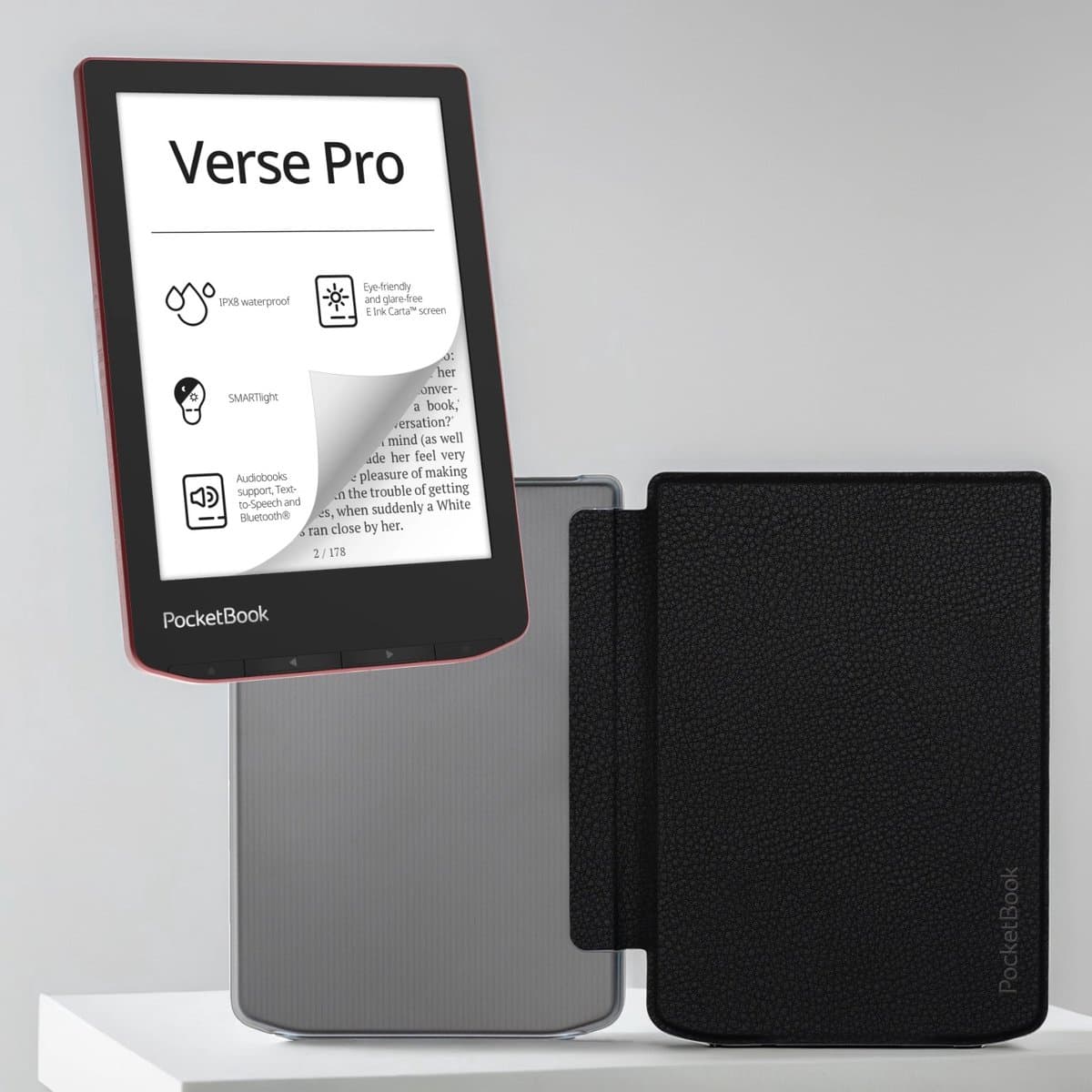 PocketBook Verse Pro e-reader Passion Red – 6 inch – 16 GB – waterdicht + Transparant Zwart Hoesje – voordeelbundel — afbeelding 1