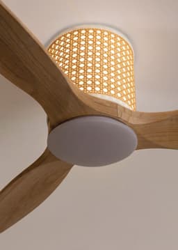 CREATE - Plafondventilator 40W stil Ø132 cm met LED verlichting in behuizing en lamp - WIND CALM RATTAN — thumbnail 5