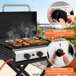 Seth Select Gas BBQ - BBQ op gas - Draagbare propaangrill - Gasbarbecue - 3 Burner Gas Grill - Gasgrill - Compact en draagbaar tafelmodel. — thumbnail 4