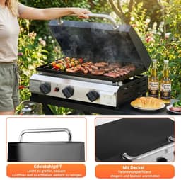Seth Select Gas BBQ - BBQ op gas - Draagbare propaangrill - Gasbarbecue - 3 Burner Gas Grill - Gasgrill - Compact en draagbaar tafelmodel. — thumbnail 5