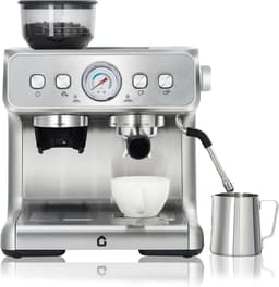 Professionele Pistonmachine met Bonenmaler en Melkopschuimer - Espressomachine met Drukmeter - 20 Bar - 2.8 Liter - Voor Espresso & Cappuccino — thumbnail 1