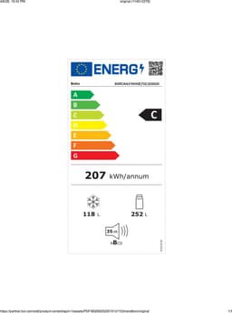 Beko B5RCNA376HXB-1 Vrijstaand Koel- en vriescombinatie 370 l Zilver + 3 Jaar Gratis Extra Garantie — thumbnail 2