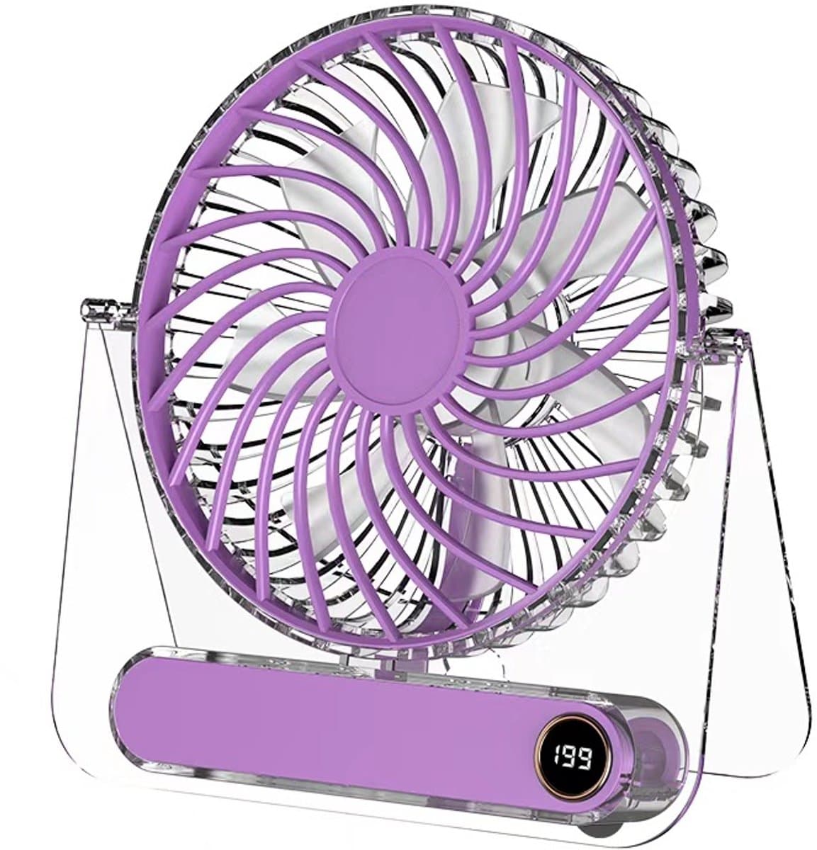 Ventilatoren-Turbo Tafelventilator -1 99 Snelheden - Wandventilator en Bureauventilator 2-in-1 - Digitaal Display - Ultra Stil 28dB - Veilig voor Kinderen en Huisdieren - Opvouwbaar - Paars — afbeelding 1