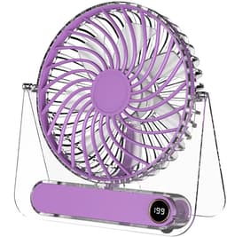 Ventilatoren-Turbo Tafelventilator -1 99 Snelheden - Wandventilator en Bureauventilator 2-in-1 - Digitaal Display - Ultra Stil 28dB - Veilig voor Kinderen en Huisdieren - Opvouwbaar - Paars — thumbnail 1
