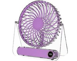 Ventilatoren-Turbo Tafelventilator -1 99 Snelheden - Wandventilator en Bureauventilator 2-in-1 - Digitaal Display - Ultra Stil 28dB - Veilig voor Kinderen en Huisdieren - Opvouwbaar - Paars