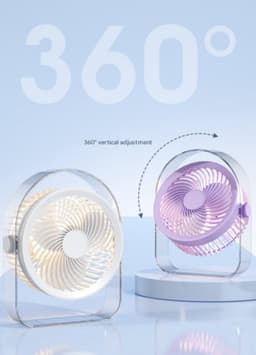 Ventilatoren-Stille Tafelventilato - USB Oplaadbaar - 20dB Fluisterstil - 330° Draaibaar - Persoonlijke Bureauventilator voor Slaapkamer en Kantoor — thumbnail 5