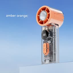 Ventilatoren-handventilator-Mini Handventilator - 100 Snelheden Verstelbaar - Draagbare Zakventilator met LED Display - USB-C Oplaadbaar - Borstelloze Motor - Ultra Stil - Met SOS Licht - Oranje — thumbnail 2