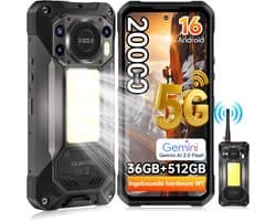 OUKITEL WP61 Plus Rugged Smartphone 5G - 2W DMR Walkie -talkie - 36GB RAM - 512GB ROM - 6,78 inch 120Hz - 20000mAh 45W - 108 + 32MP Camera, met Nachtzicht - Android 16 - 120 LM Kampeerlamp - 130 dB Luidspreker - IP68/IP69K telefoon - NFC GPS - Zwart