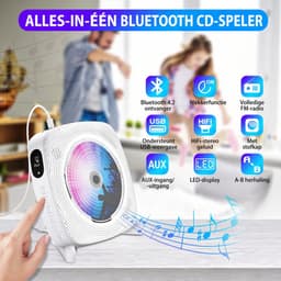 2 IN 1 Draagbare CD/DVD Speler Met HDMI - Bluetooth - USB - FM-Radio - AUX - Wand Monteerbaar - Wit — thumbnail 5