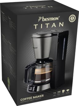 Bestron ACM800TG Koffiezetapparaat – 1,5L Glazen Kan – 1000W – Timerfunctie – 10‑12 Koppen – RVS Afwerking — thumbnail 4