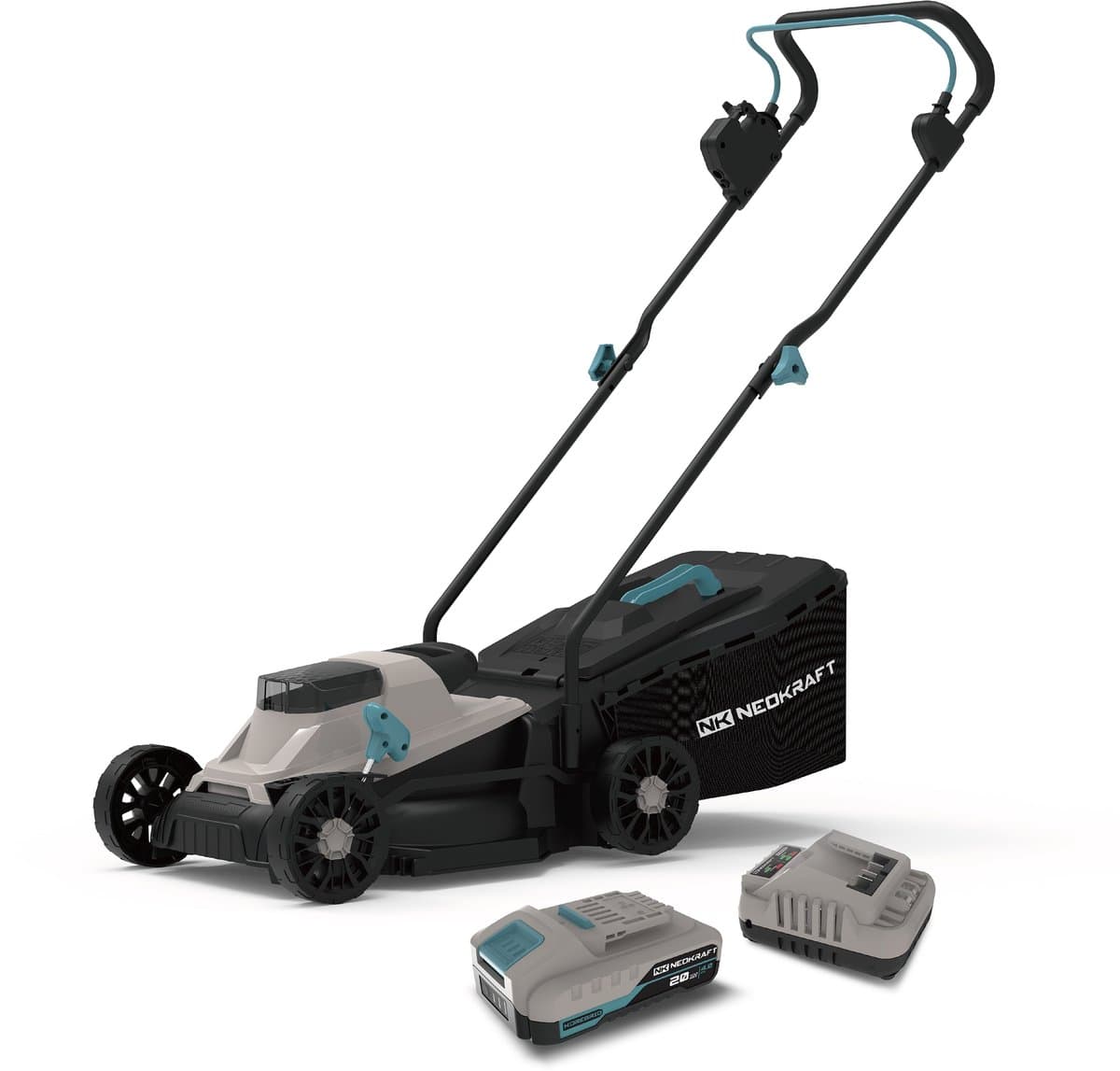 Neokraft - 20V Accu grasmaaier - 33cm maaibreedte - Brushless motor - 5 instelbare maaihoogtes - Incl 30L opvangzak - Incl. 20V 4,0Ah accu & lader — afbeelding 1
